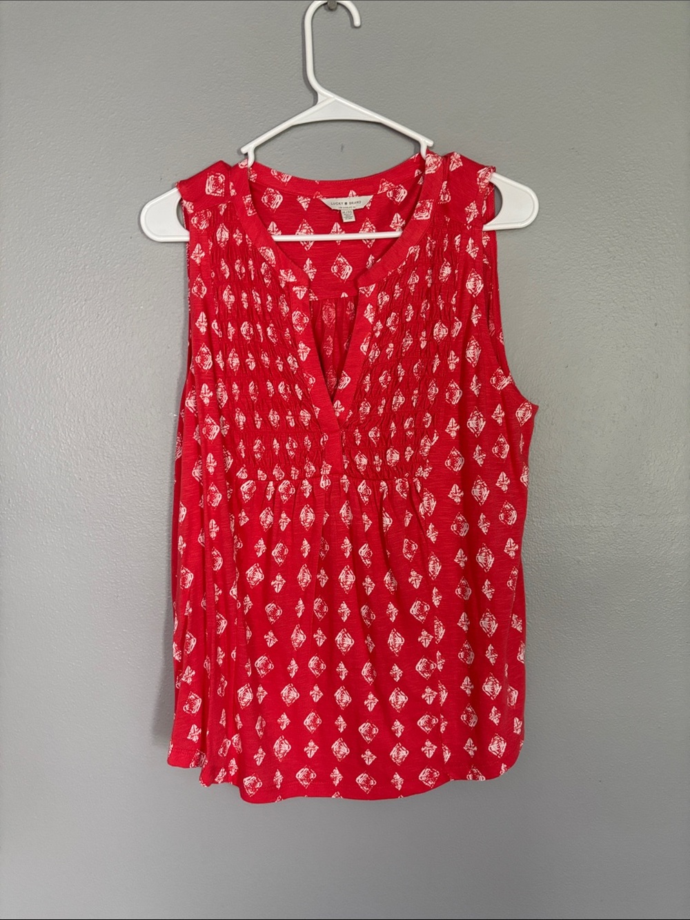 Lucky Brand Red Print Sleeveless V-Neck Camisole